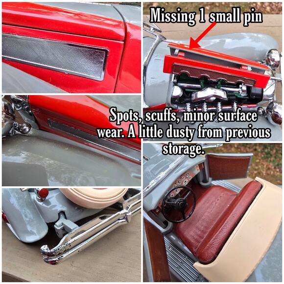 Model Car 1935 Duesenberg SSJ Danbury Mint Collectible Red Gray Roadster - Picture 4 of 8